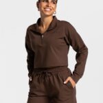 Clothing TEVEO Charming Zip Sweater Brown Women 2HL08D19