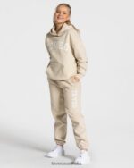 Clothing TEVEO College Oversized Hoodie Beige Women 2HL08D38 - Image 3