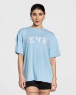 Clothing TEVEO College Oversized T-Shirt Baby Blue Women 2HL08D479