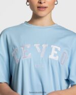 Clothing TEVEO College Oversized T-Shirt Baby Blue Women 2HL08D479 - Image 4