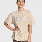 Clothing TEVEO College Oversized T-Shirt Beige Women 2HL08D478