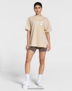 Clothing TEVEO College Oversized T-Shirt Beige Women 2HL08D478 - Image 3
