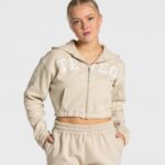 Clothing TEVEO College Zip Hoodie Beige Women 2HL08D43