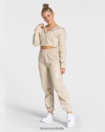 Clothing TEVEO College Zip Hoodie Beige Women 2HL08D43 - Image 3