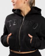 Clothing TEVEO College Zip Hoodie Black Women 2HL08D41 - Image 4