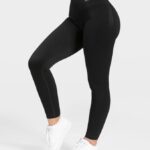Clothing TEVEO Elegant Scrunch Leggings Black Women 2HL08D154