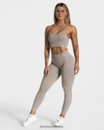 Clothing TEVEO Elegant Scrunch Leggings Stone Women 2HL08D155 - Image 3