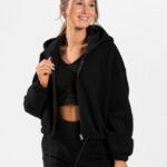 Clothing TEVEO Iconic Oversized Zip Hoodie Black Women 2HL08D35