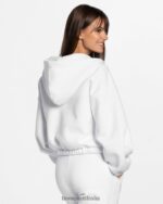 Clothing TEVEO Iconic Oversized Zip Hoodie White Women 2HL08D36 - Image 2