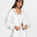 Clothing TEVEO Iconic Oversized Zip Hoodie White Women 2HL08D36