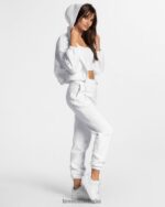 Clothing TEVEO Iconic Oversized Zip Hoodie White Women 2HL08D36 - Image 3