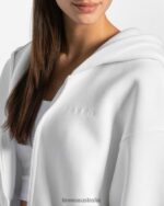 Clothing TEVEO Iconic Oversized Zip Hoodie White Women 2HL08D36 - Image 4