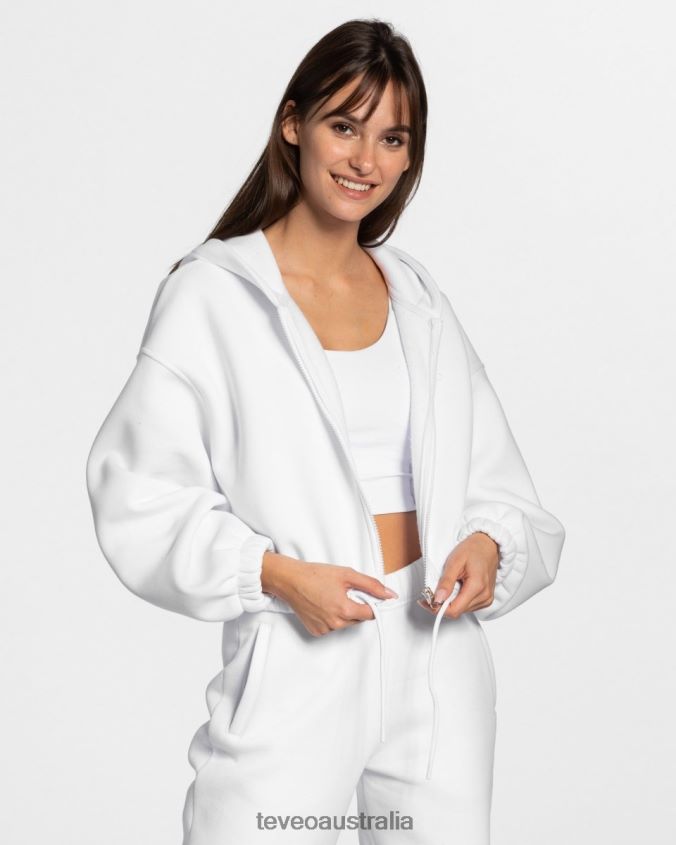 Clothing TEVEO Iconic Oversized Zip Hoodie White Women 2HL08D36 - Image 1