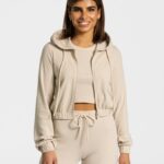 Clothing TEVEO Lounge Zip Hoodie Beige Women 2HL08D46