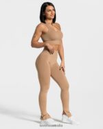 Clothing TEVEO Sassy Slit Leggings Beige Women 2HL08D136 - Image 3
