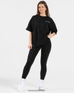 Clothing TEVEO Signature Oversized T-Shirt Black Women 2HL08D470 - Image 3