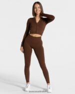 Clothing TEVEO Statement Zip Jacket Coffee Women 2HL08D171 - Image 3