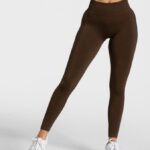 Clothing TEVEO Timeless Scrunch Leggings Dark brown Women 2HL08D86