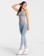 Clothing TEVEO Timeless Scrunch Leggings Steel blue Women 2HL08D98 - Image 3