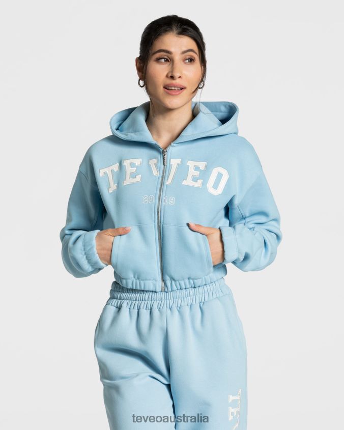 Clothing TEVEO College Zip Hoodie Baby Blue Women 2HL08D44