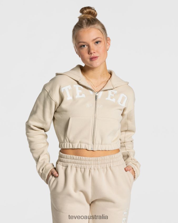 Clothing TEVEO College Zip Hoodie Beige Women 2HL08D43