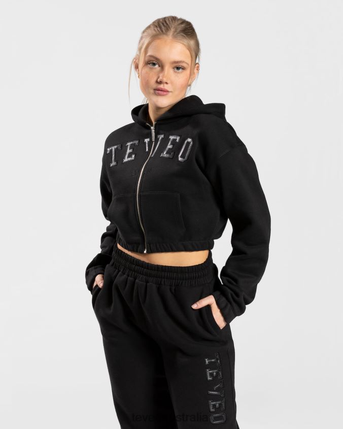 Clothing TEVEO College Zip Hoodie Black Women 2HL08D41