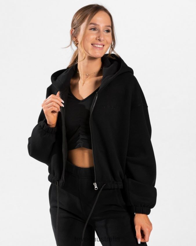 Clothing TEVEO Iconic Oversized Zip Hoodie Black Women 2HL08D35