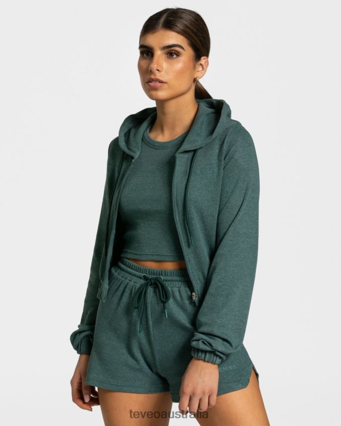 Clothing TEVEO Lounge Zip Hoodie Dark Green Women 2HL08D47