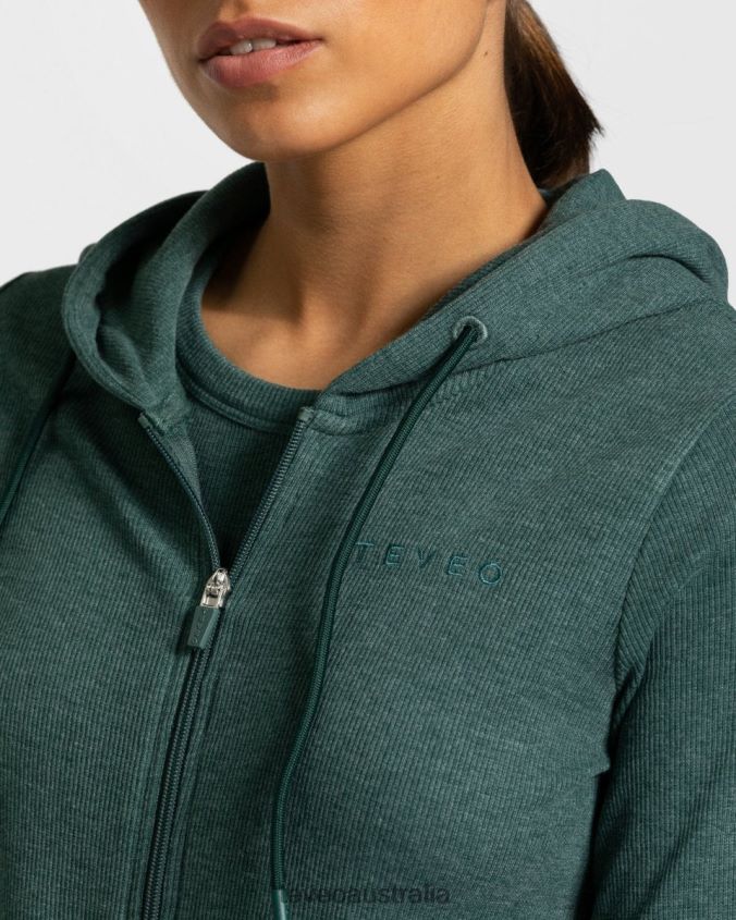 Clothing TEVEO Lounge Zip Hoodie Dark Green Women 2HL08D47