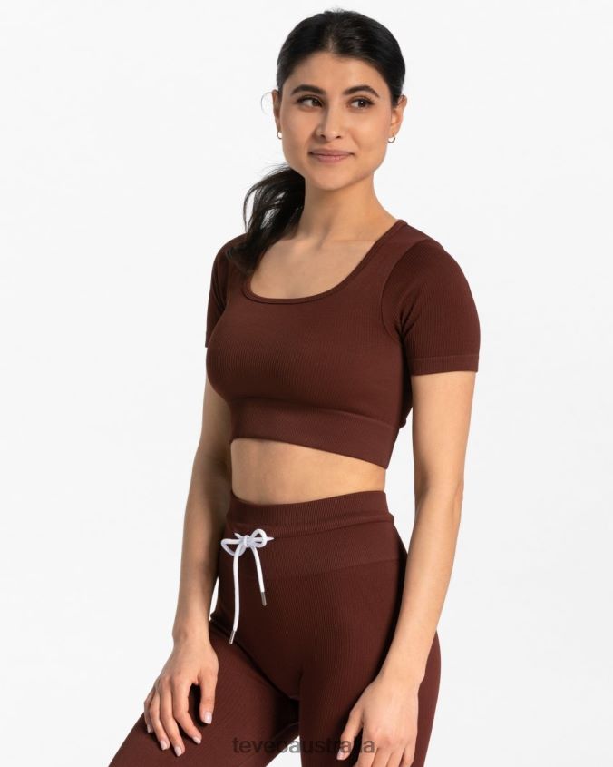 Clothing TEVEO Ribbed Crop Top Mahogany Women 2HL08D440