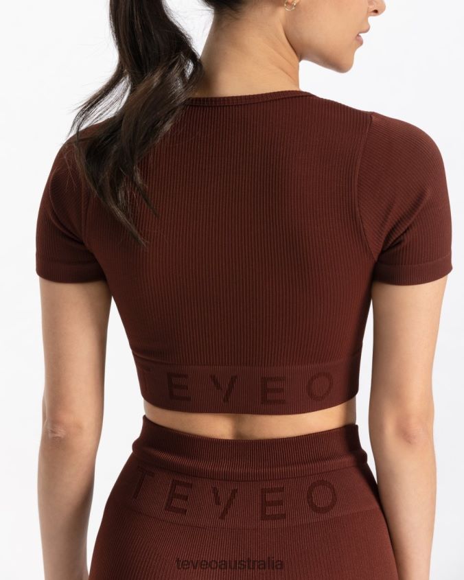 Clothing TEVEO Ribbed Crop Top Mahogany Women 2HL08D440