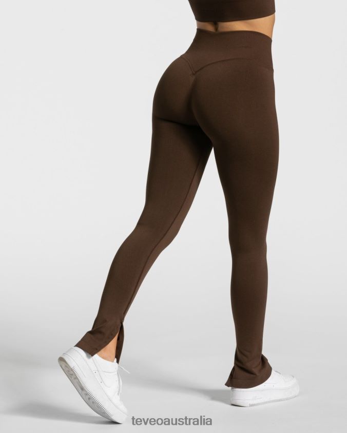 Clothing TEVEO Sassy Slit Leggings Brown Women 2HL08D137